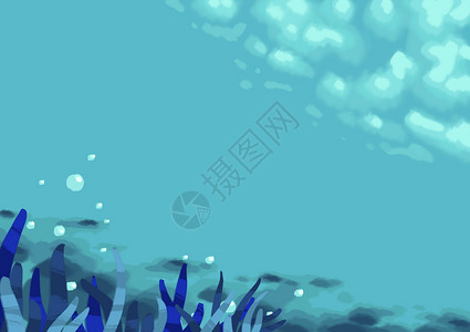蓝色水下珊瑚海洋插画设计图片