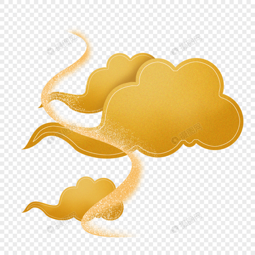 金色颗粒感剪纸云纹图片