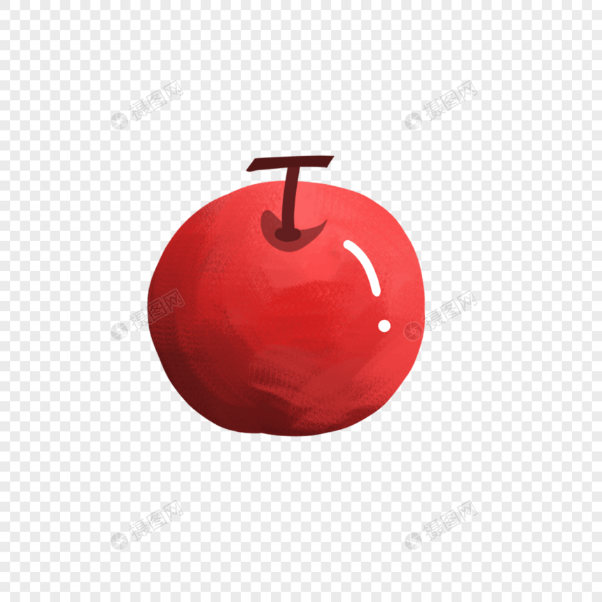 夏日夏天红色苹果渐变清新手绘水果装饰图案图片