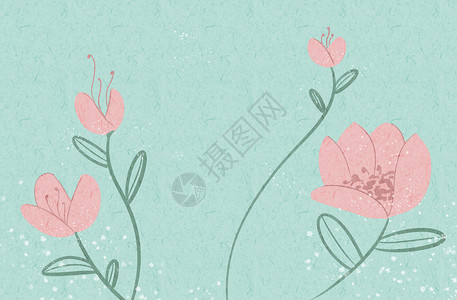手绘荷花插画花卉背景设计图片