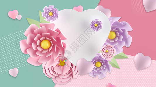 爱心和花朵发夹母亲节爱心设计图片