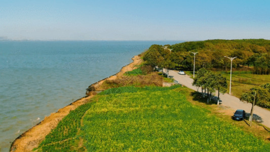 阳澄湖服务区航拍美丽的阳澄湖GIF高清图片