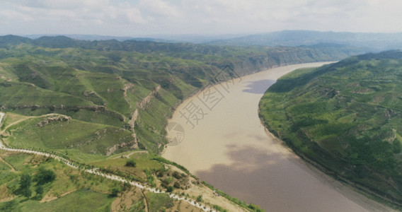 龙川湾陕西清涧太极湾4K航拍GIF高清图片