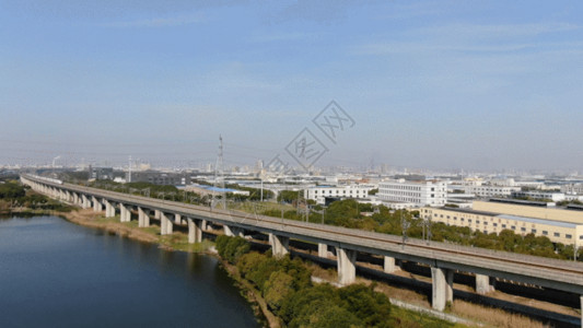 动车城市建设航拍沪宁铁路GIF高清图片