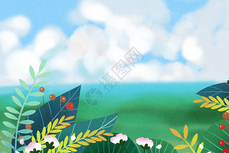文艺手绘植物绿植花卉背景设计图片