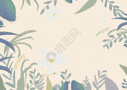 清新植物花框叶子边框背景设计图片