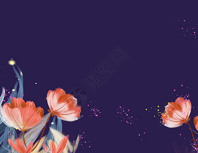 手绘紫色花瓣鲜花背景设计图片