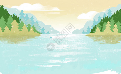 河插画手绘风景设计图片