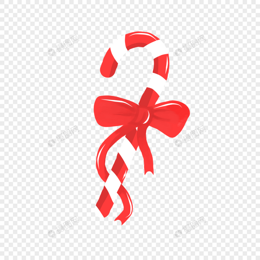 儿童节圣诞节拐杖糖果棒棒糖红色蝴蝶结礼物手绘图案图片