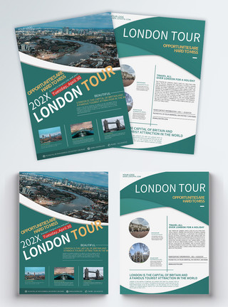 伦敦泰晤士河旅游传单模板