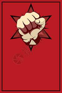 戴手套的拳头红色创意背景设计图片