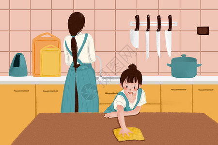 厨房工人劳动节插画