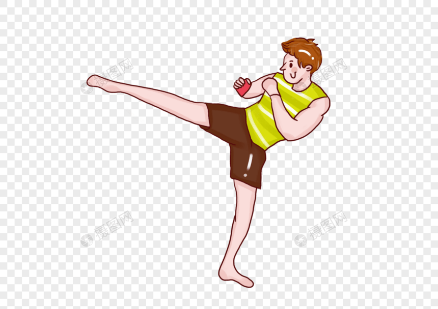 卡通运动打拳击的男生图片