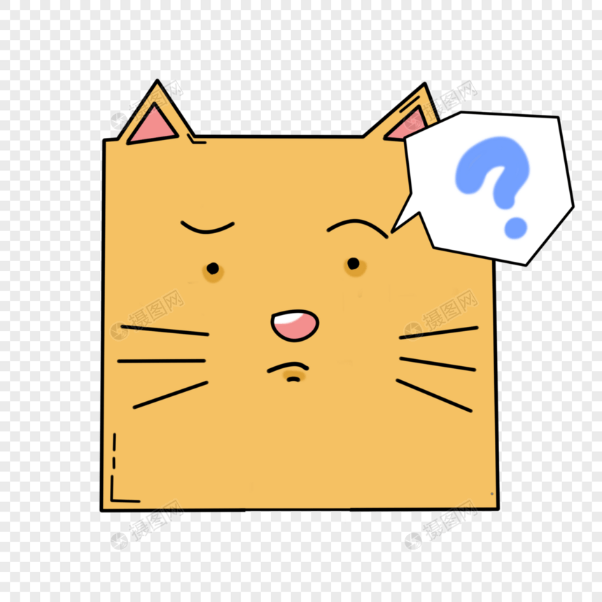 方块猫黄色卡通疑惑表情包图片