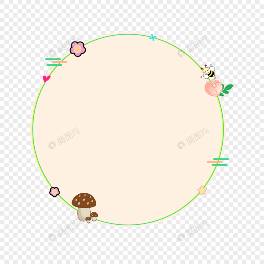 圆形手绘花环框图片