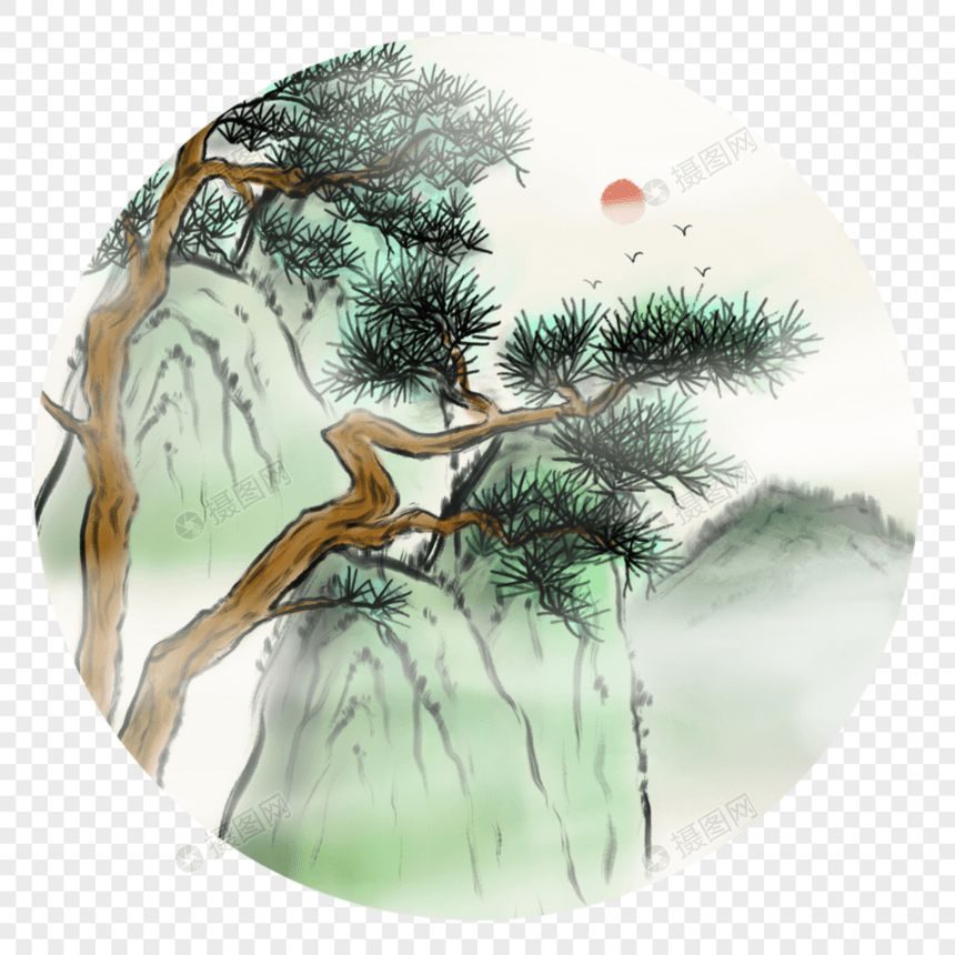 中国风松树图片