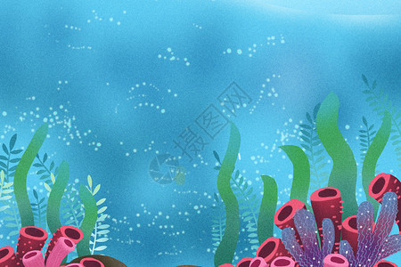 手绘夏天插画海中珊瑚设计图片