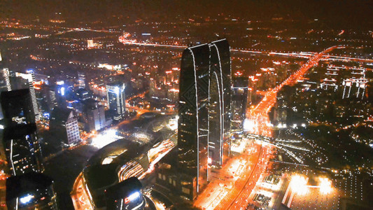 武汉城市夜景航拍4K苏州东方之门夜景GIF高清图片