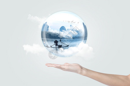 斯里兰卡渔夫水球中的山水设计图片