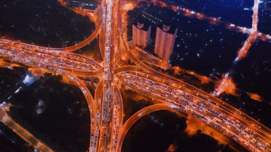 上海延安路高架航拍GIF图片