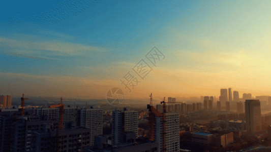 煤机唯美的城市建筑航拍GIF高清图片