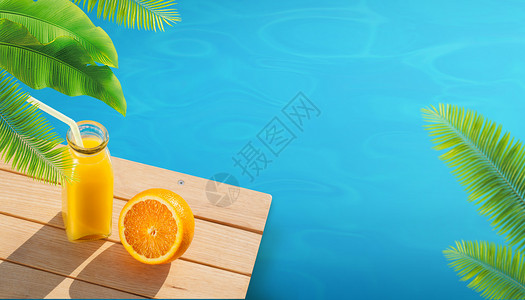 一杯橙汁夏天的饮料设计图片
