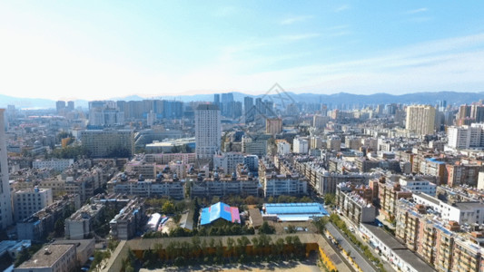 全景视频云南昆明城市建筑航拍GIF高清图片