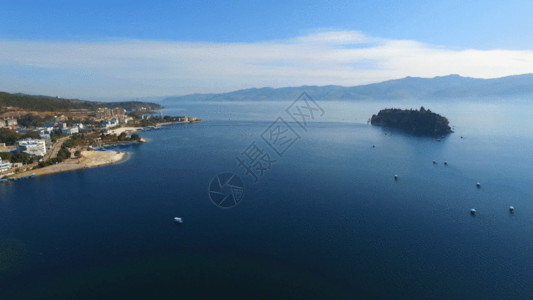 城市海岸线一望无际湖水 GIF高清图片