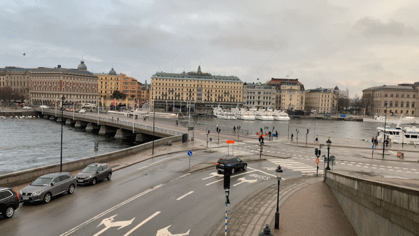 瑞典首都斯德哥尔摩城市全景延时 GIF图片