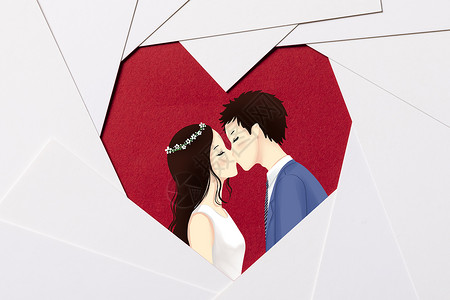 情人节接吻接吻的情侣插画
