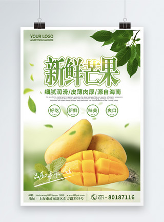越南果园新鲜海南芒果水果小清新简约海报模板