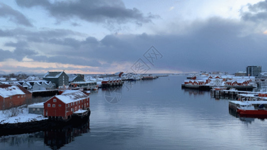 挪威罗弗敦群岛斯沃尔韦尔城市风光延时GIF高清图片