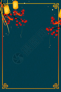 树枝上悬挂灯笼喜庆中国风背景设计图片