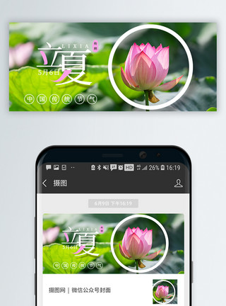 荷花园立夏节气公众号封面配图模板