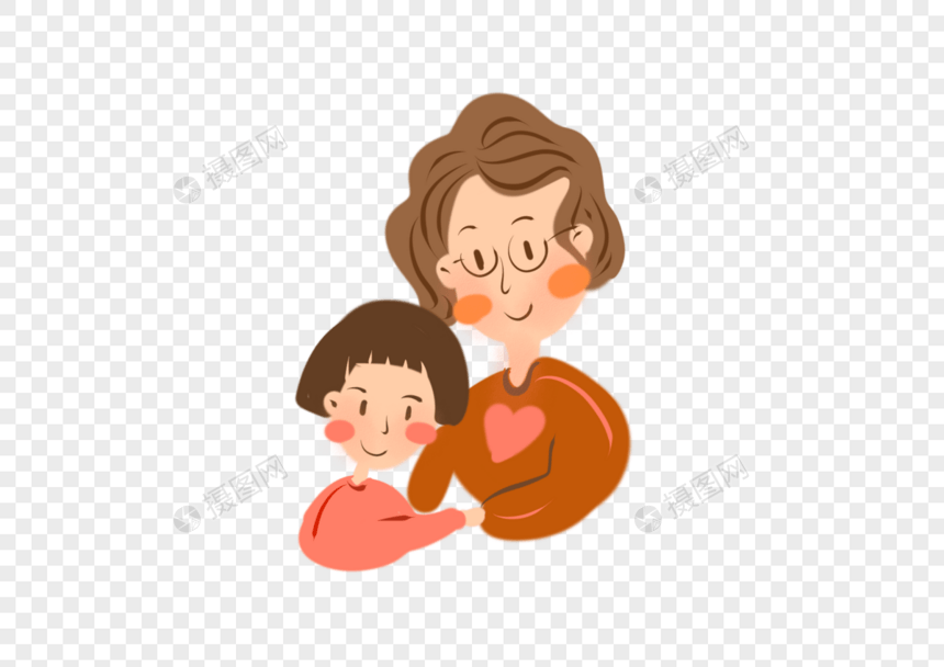 可爱卡通手绘母亲节母女图片