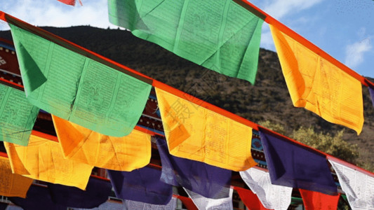 尼泊尔佛教西藏经幡高速摄影GIF高清图片