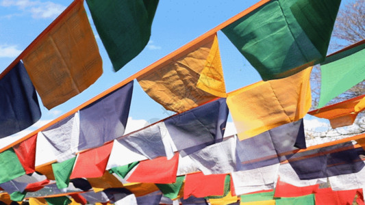 彩旗旗帜元素西藏经幡高速摄影GIF高清图片