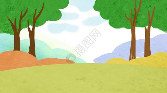 插画植物树林色彩森林设计图片