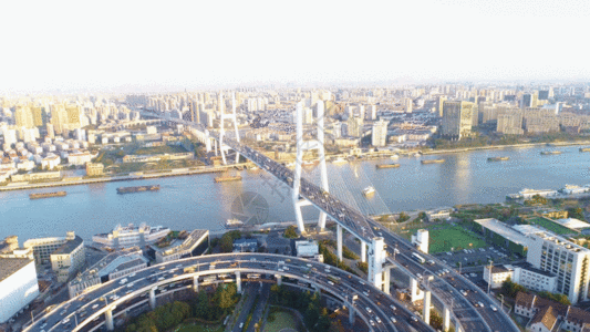 上海南浦大桥航拍GIF图片