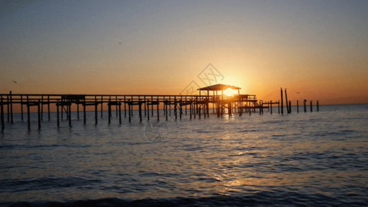 平静的海面海湾日落GIF高清图片