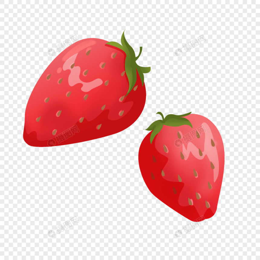夏日甜美红色手绘卡通草莓图片