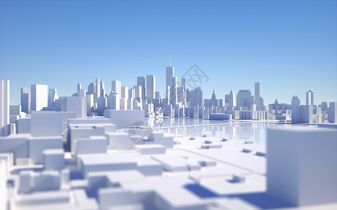 三维城市模型科技白色城市建筑空间设计图片