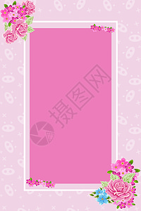 玫瑰花卉边框粉色花卉背景设计图片