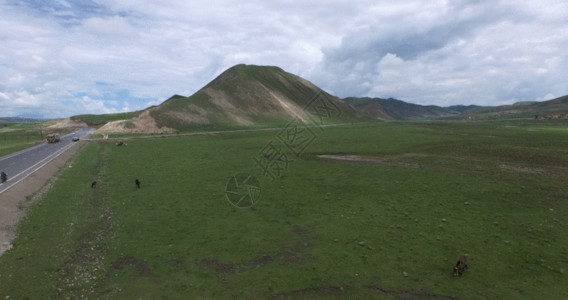骑马男人甘肃甘南红原草原航拍视频GIF高清图片