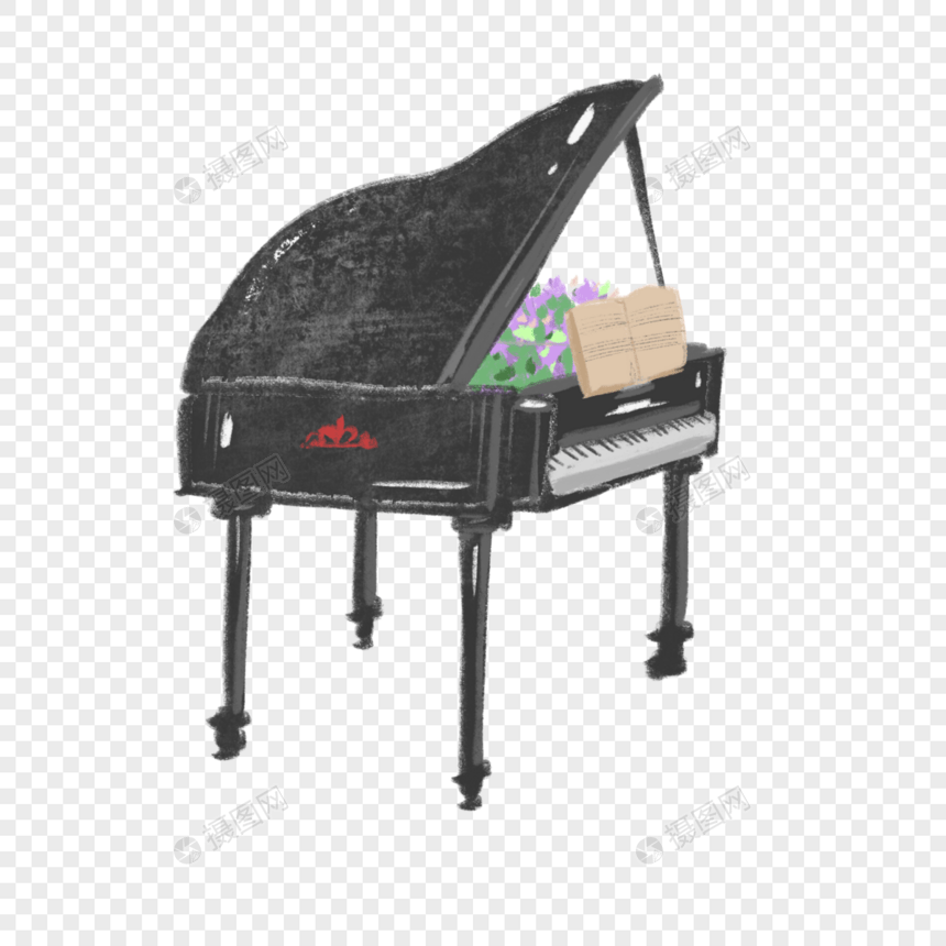 黑色钢琴摆件图片