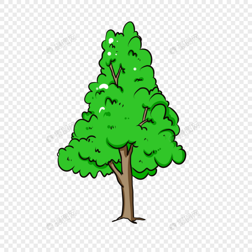绿色卡通大树图片