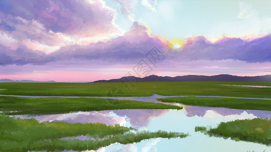 洪泽湖湿地风景田野风光设计图片