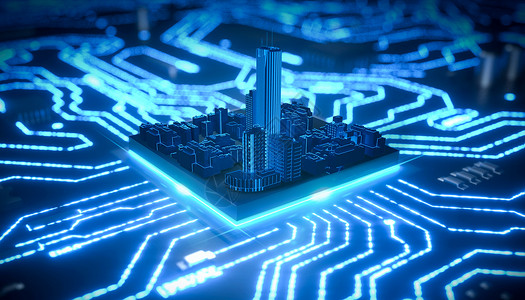 模型科幻城市芯片设计图片