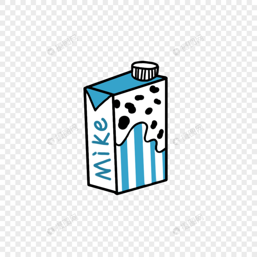 简约卡通可爱手绘牛奶盒装图片