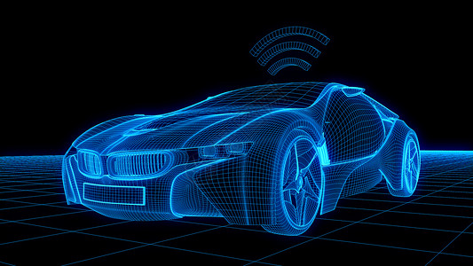 信号车人工智能自动驾驶汽车场景设计图片
